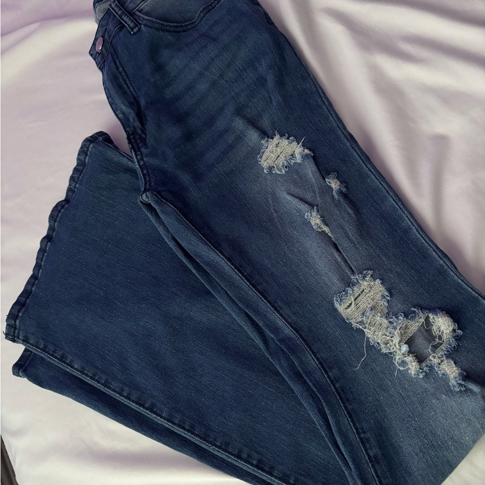 Dark Blue Wide-Leg Jeans